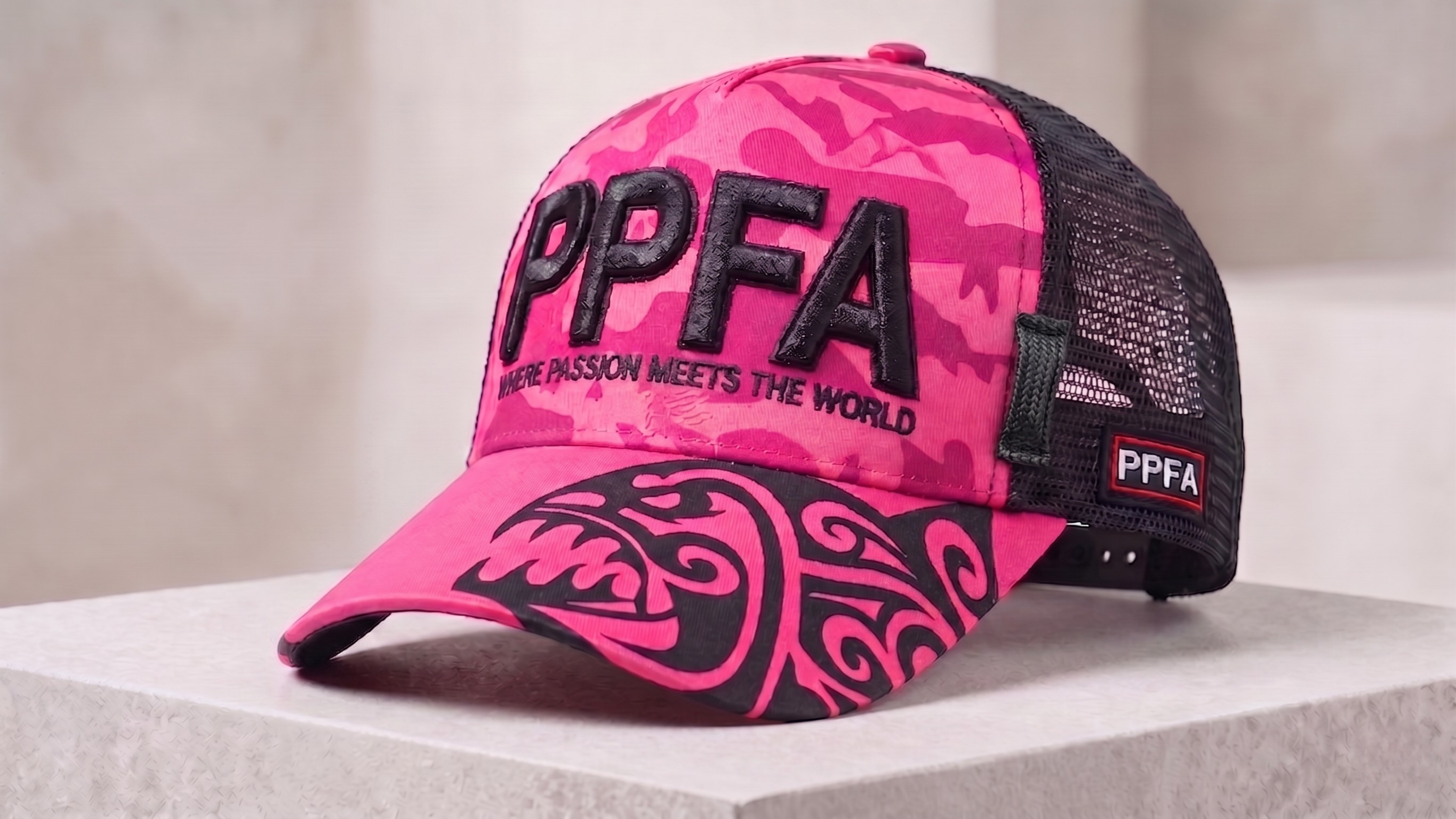 PPFA Pro Fishing Cap with Integrated Sunglasses Holder & Breathable Mesh — Pink — product image 3