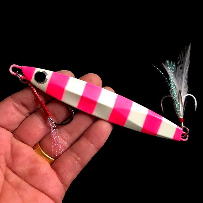 Chrome Knife Speed Jig with Lumo Stripes for Pelagic Fishing - image 3