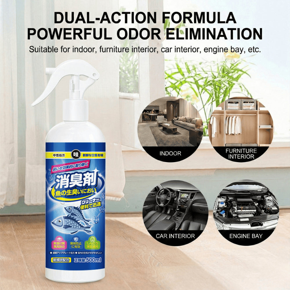 Professional Fish Odor Remover Spray - Molecular Deodorizer for Fishing Gear, Car & Wardrobe
