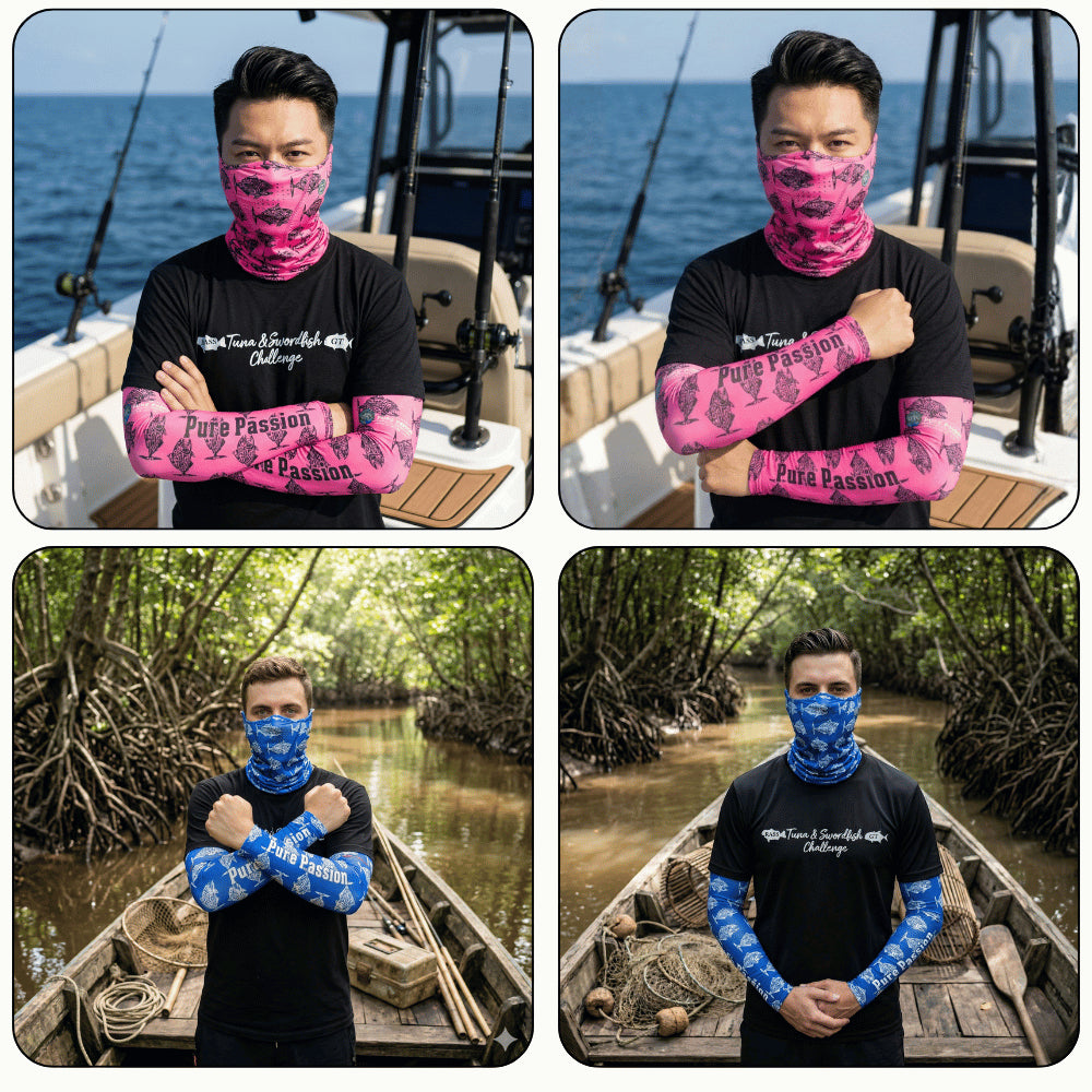 PURE PASSION Arm Sleeves & Face Buff Cooling Quick Dry Fishing Cycling Motorcycle Outdoor Mask Scarf