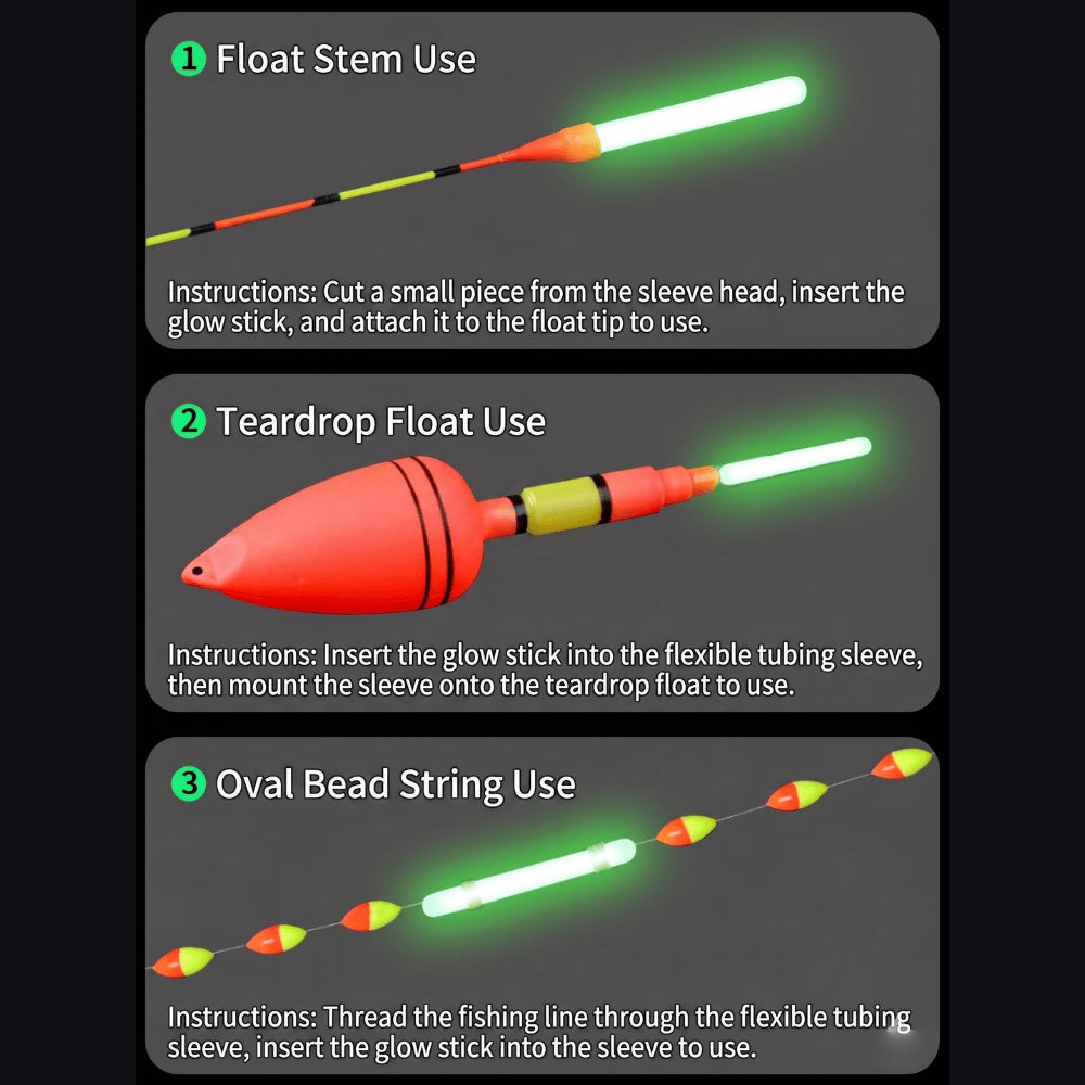 Night Fishing Light Sticks 50pc High Intensity Bright 24H Max Lumo Yellow Glow Surf Casting Float
