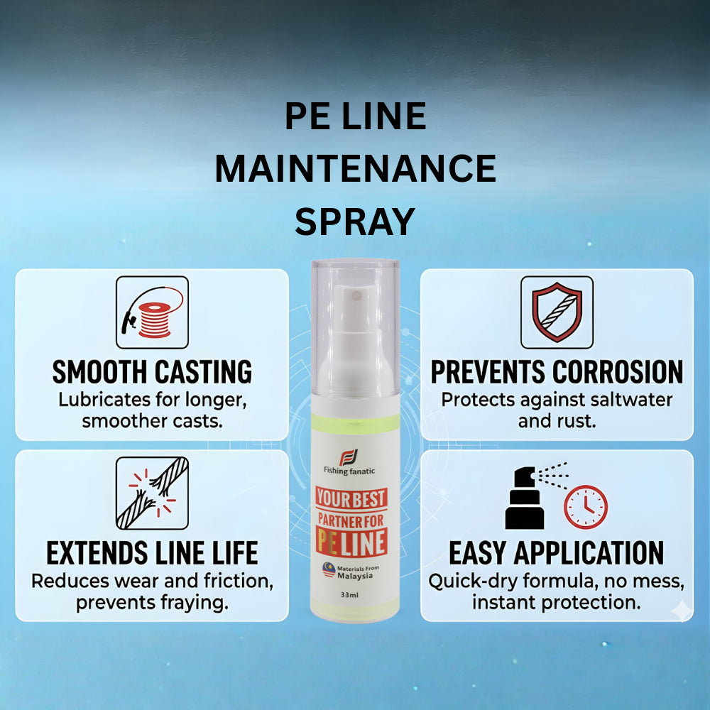 Braided PE Line Maintenance Spray 33ml - Professional Fishing Line Lubricant & Anti-Corrosion