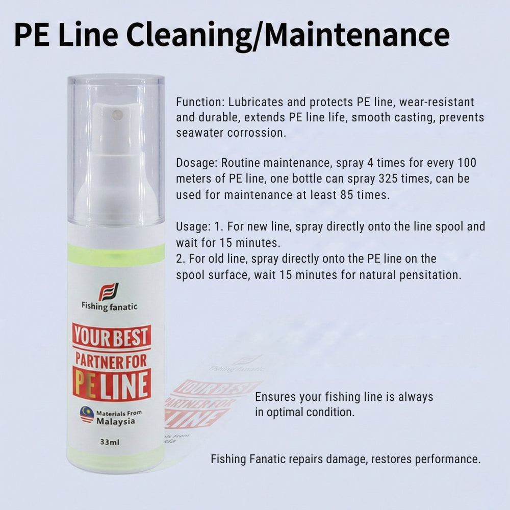 Braided PE Line Maintenance Spray 33ml - Professional Fishing Line Lubricant & Anti-Corrosion