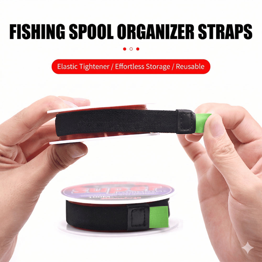 Elastic Fishing Spool Belt • Reel & Leader Spool Organizer • Nylon Tension Strap Band Line Keeper