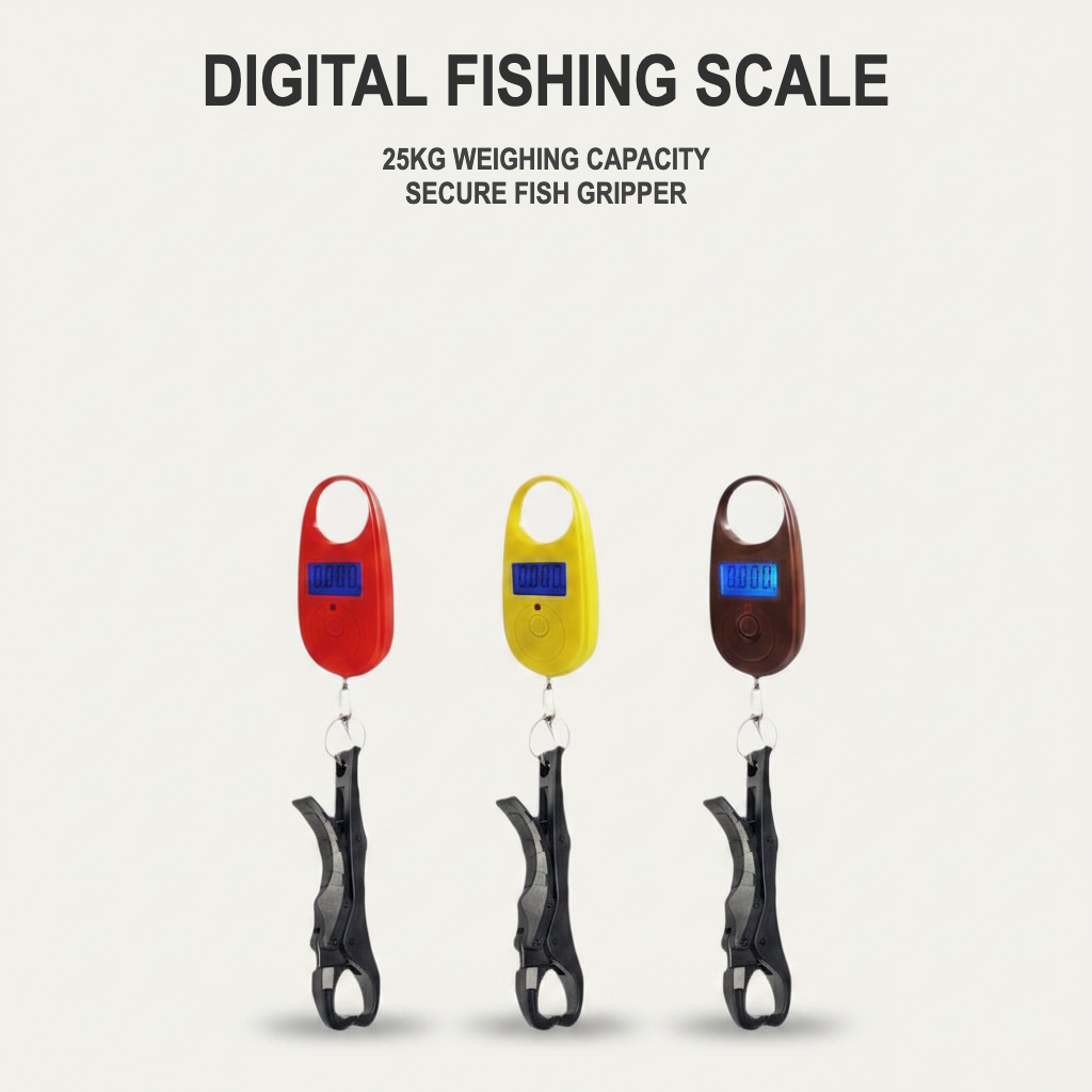 Portable Digital Fishing Scale with Integrated Fish Gripper - 25kg Max
