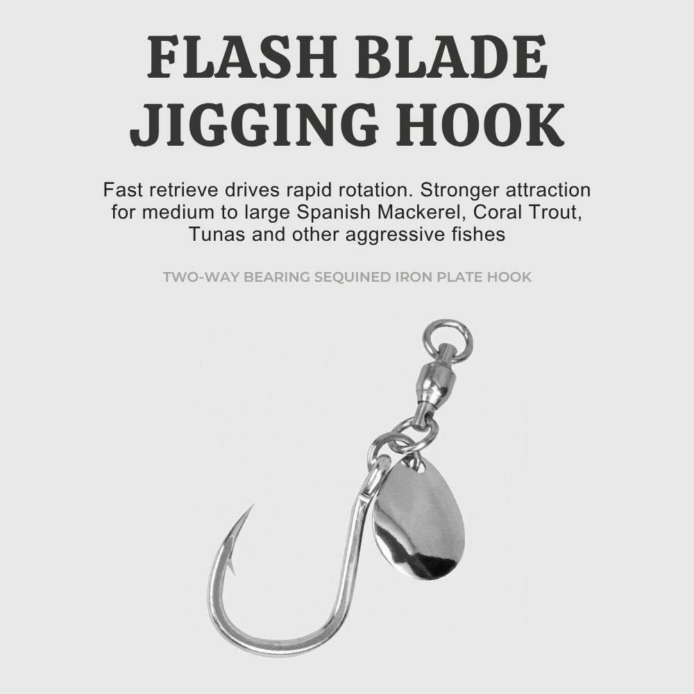 TEASER Flash Blade Jigging Hook Bearing Spinner Lure Hook 8062-5X