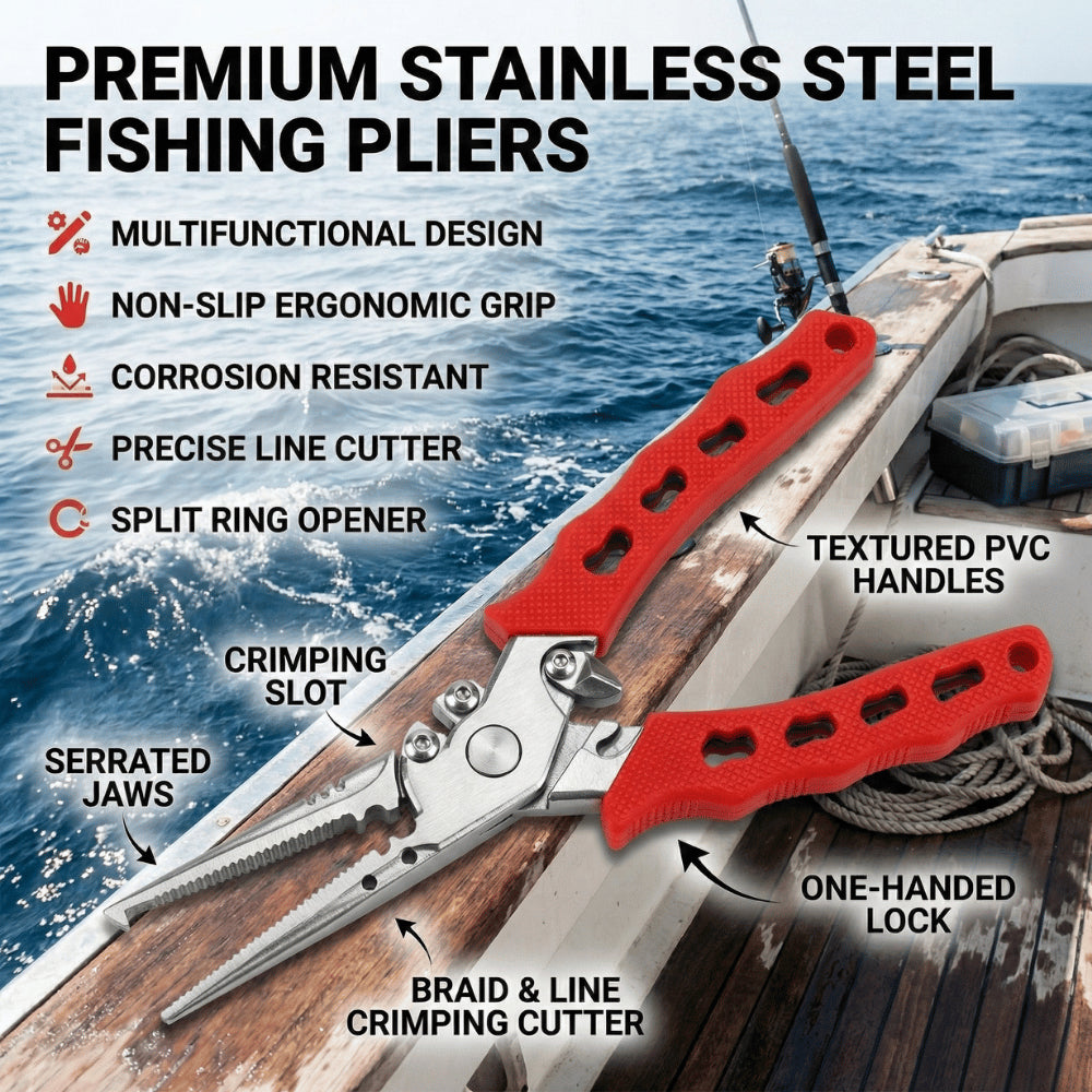 Heavy Duty Multi-Function Fishing Pliers with Split Ring Opener - image 2