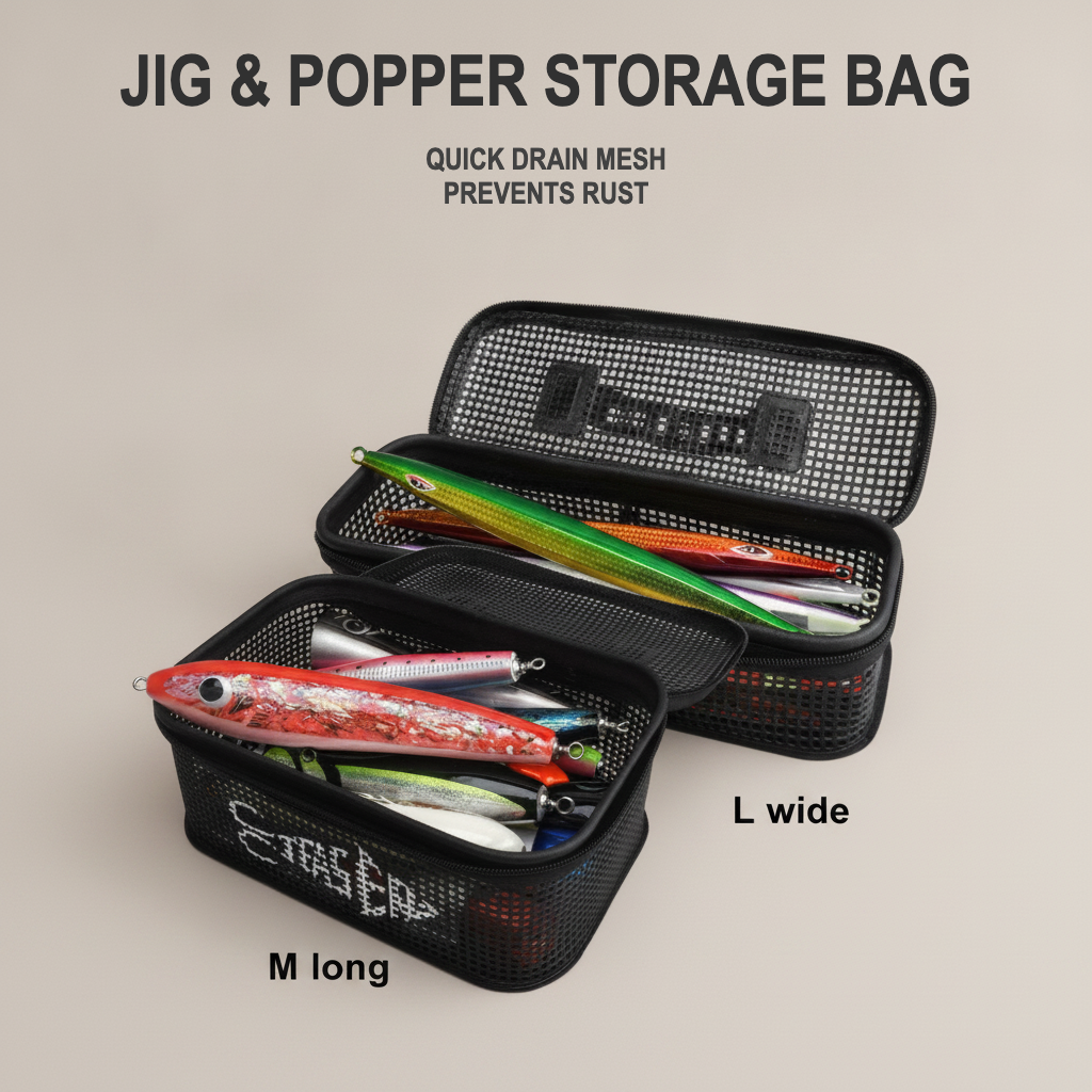 Heavy-Duty Mesh Jig & Popper Bag for Saltwater Lure Storage