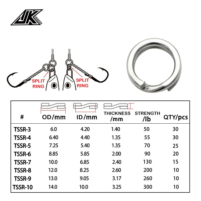 JK Tuf-Steel Heavy Duty Split Rings for Jigging & Popping - image 3