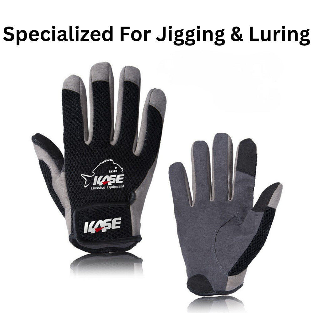 KASE Jigging Gloves | Full/3-Finger Fishing Gloves | Fishing Accessories Rod Reel Popping Luring