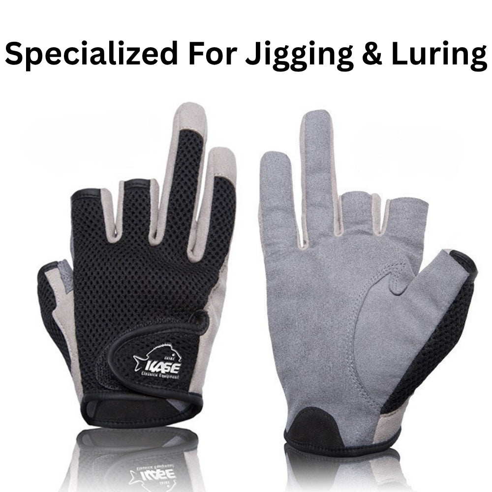 KASE Jigging Gloves | Full/3-Finger Fishing Gloves | Fishing Accessories Rod Reel Popping Luring