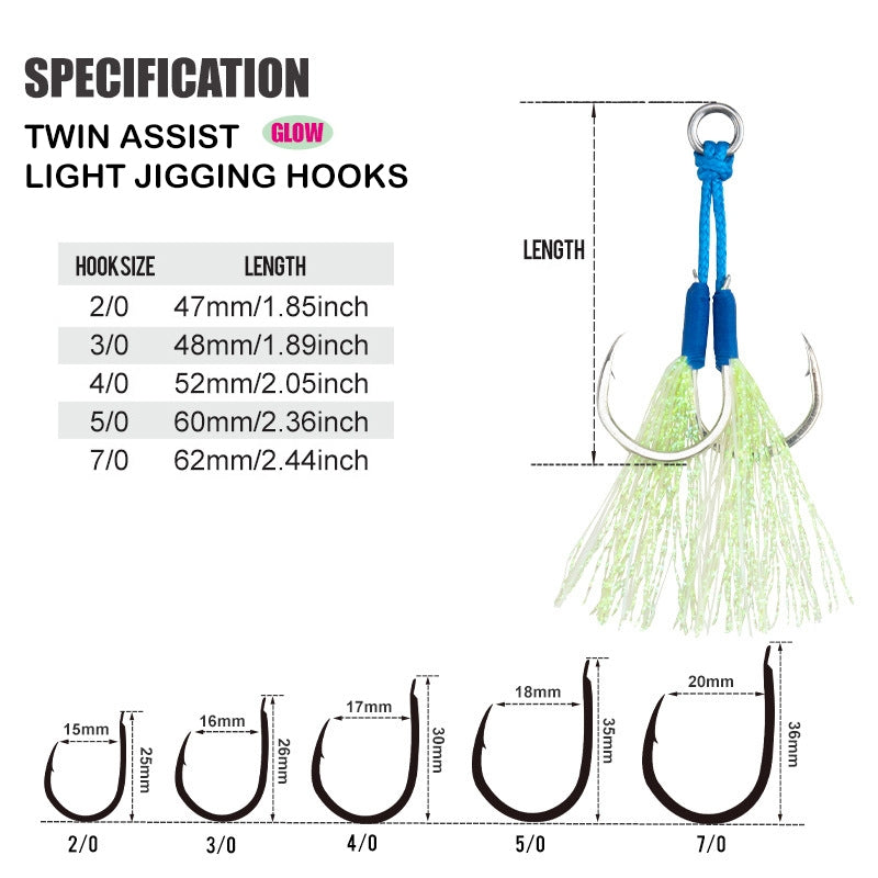 High Carbon Kevlar Twin Assist Jigging Hooks - image 3