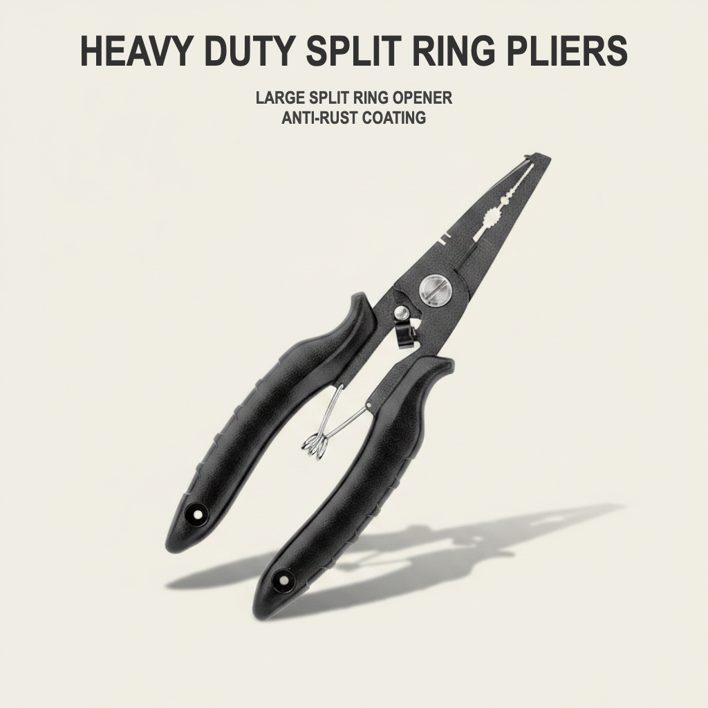 Heavy Duty Fishing Pliers with Large Split Ring Opener