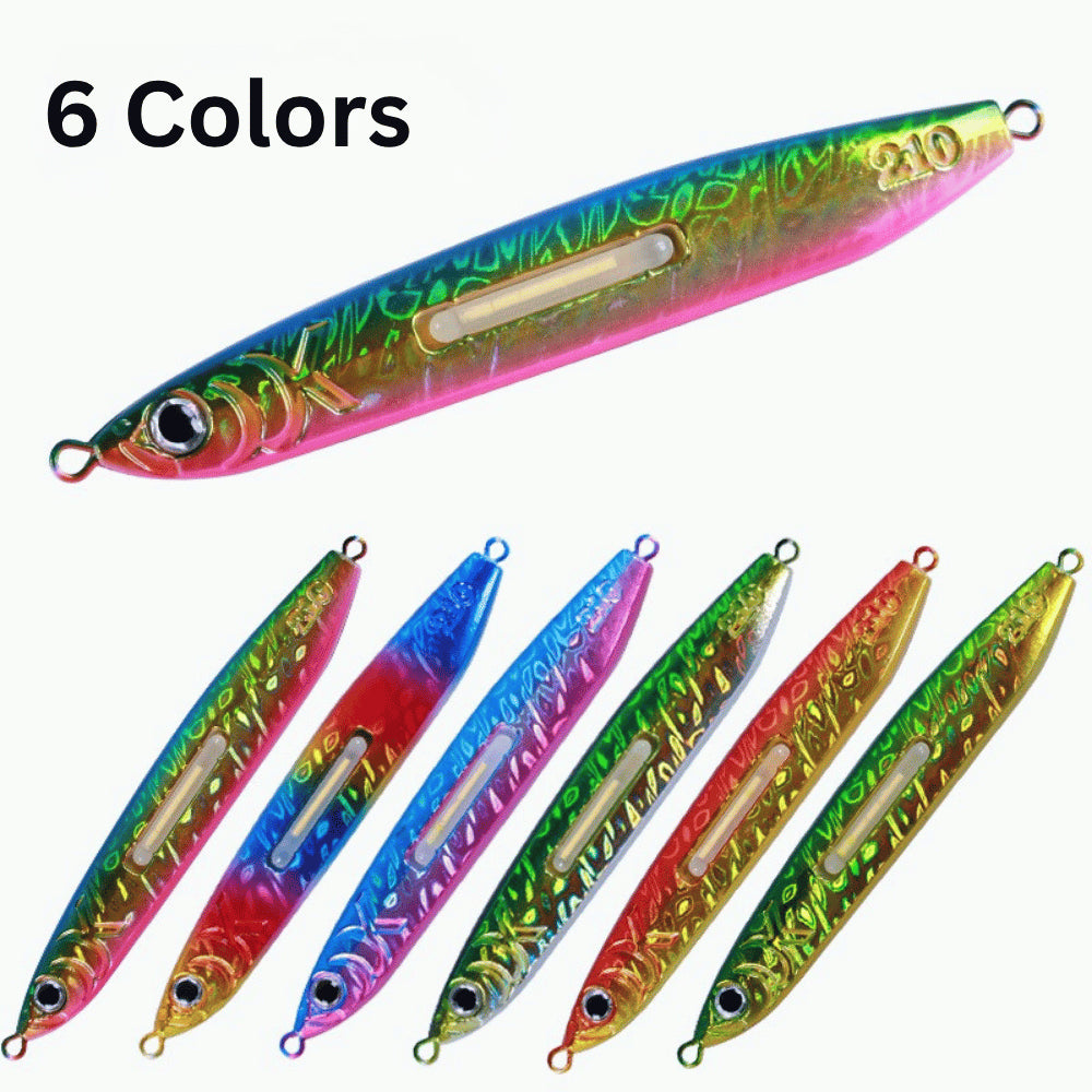 PPFA NEON CORE JIG Night Fishing Fast Jigging Metal Lure Lumo Glow in Dark Tuna FREE Light Stick