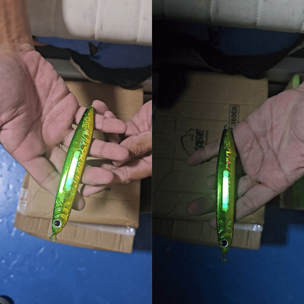 PPFA NEON CORE JIG Night Fishing Fast Jigging Metal Lure Lumo Glow in Dark Tuna FREE Light Stick