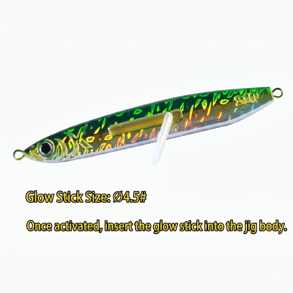 PPFA NEON CORE JIG Night Fishing Fast Jigging Metal Lure Lumo Glow in Dark Tuna FREE Light Stick