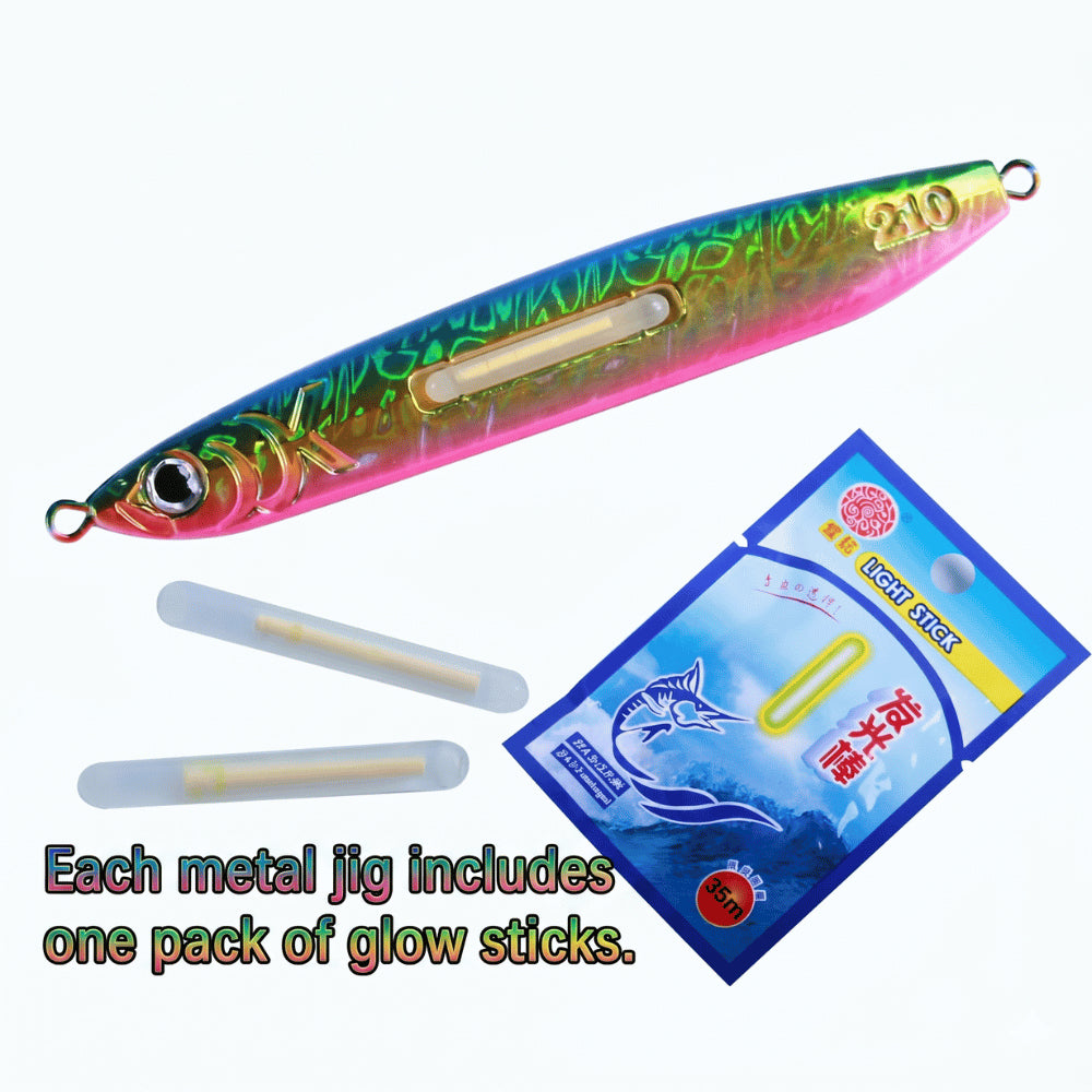 PPFA NEON CORE JIG Night Fishing Fast Jigging Metal Lure Lumo Glow in Dark Tuna FREE Light Stick