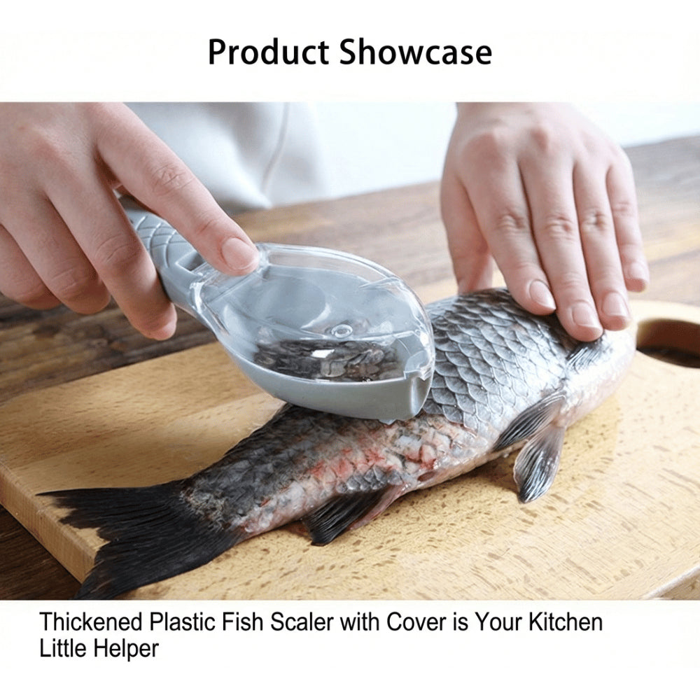 Fish Scale Remover Scraper with Cover Mess-Free Kitchen Tools ABS Plastic Peeler Fishing Scaler