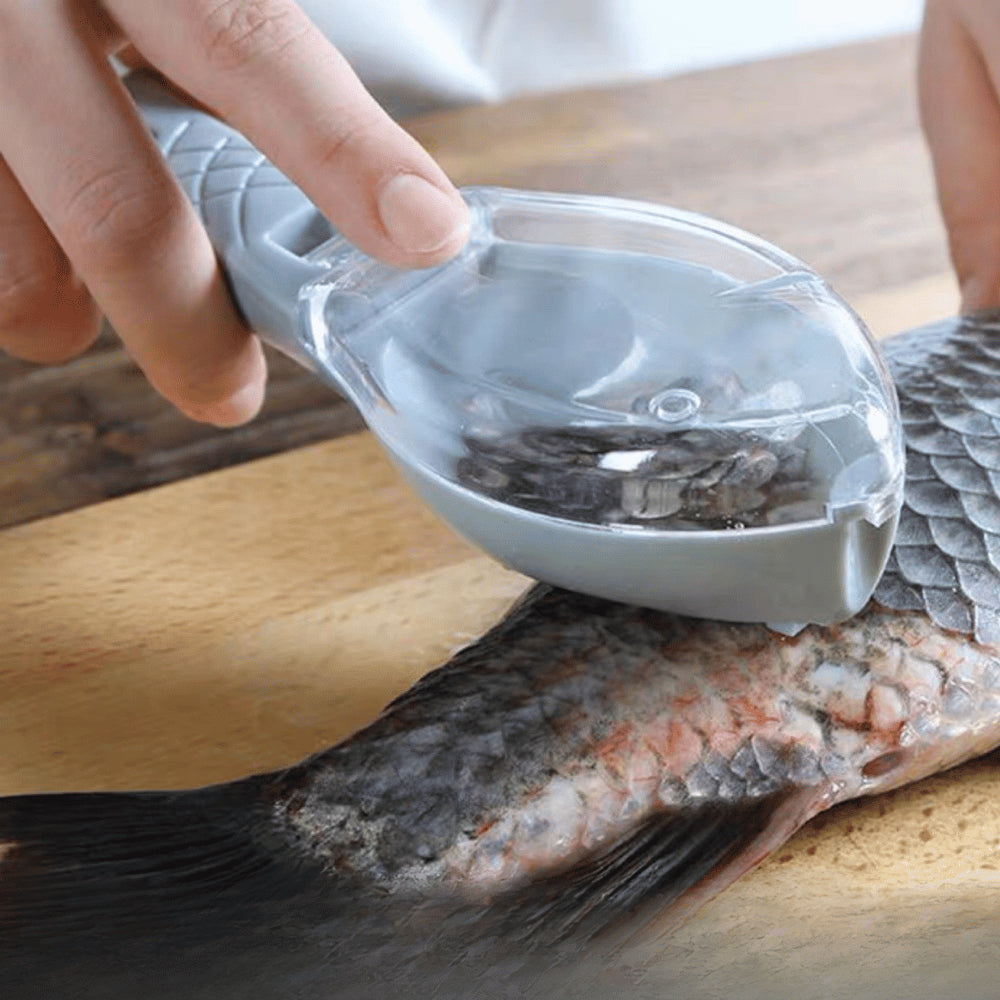 Fish Scale Remover Scraper with Cover Mess-Free Kitchen Tools ABS Plastic Peeler Fishing Scaler