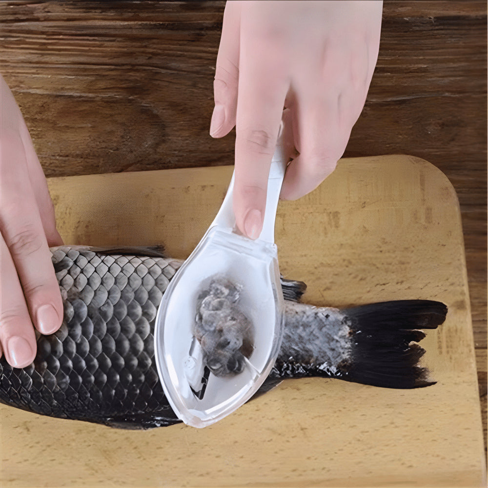 Fish Scale Remover Scraper with Cover Mess-Free Kitchen Tools ABS Plastic Peeler Fishing Scaler