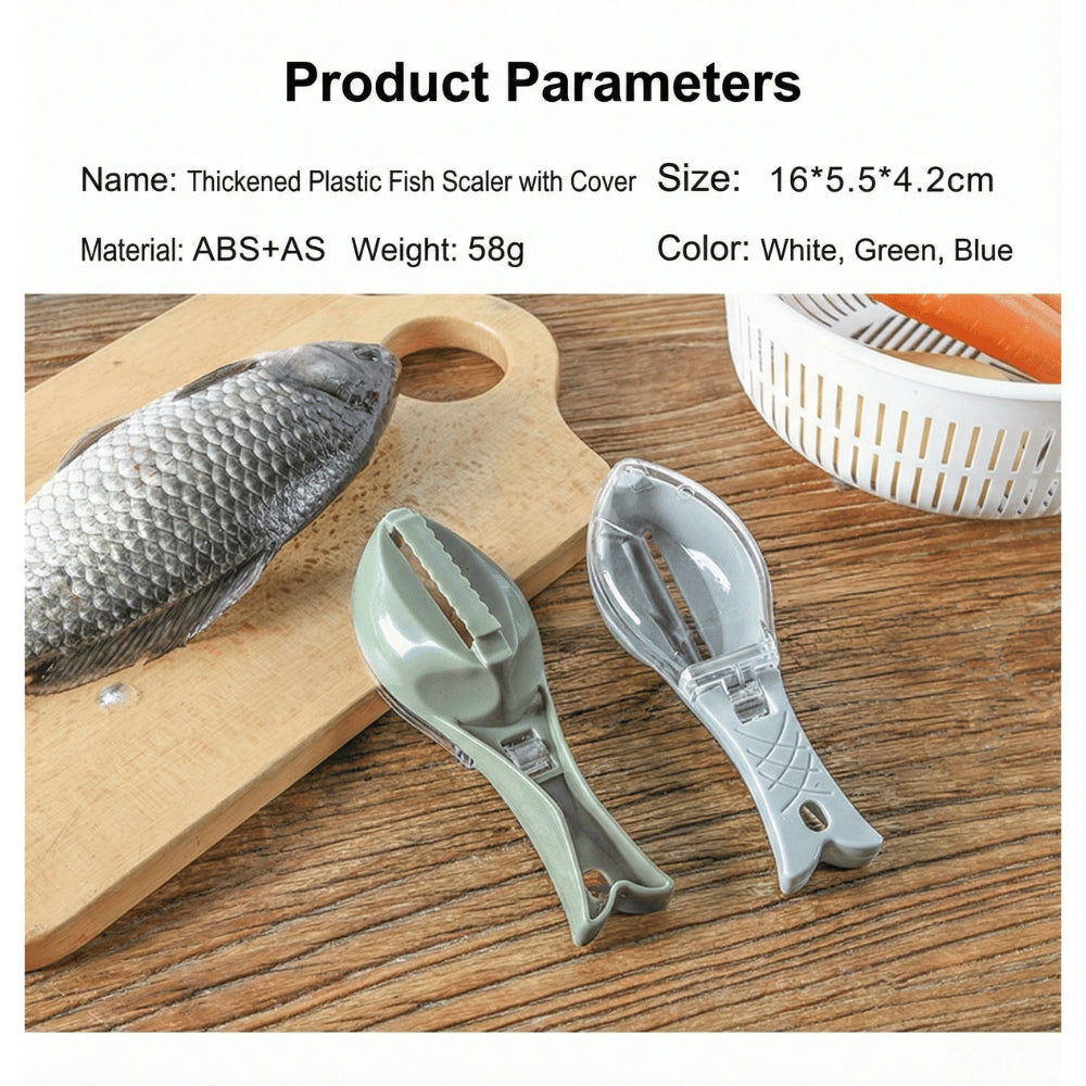 Fish Scale Remover Scraper with Cover Mess-Free Kitchen Tools ABS Plastic Peeler Fishing Scaler