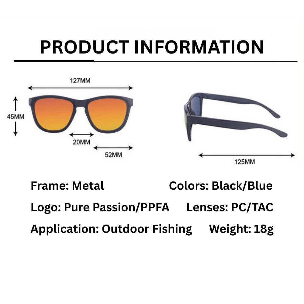Fishing Sunglasses Polarised PURE PASSION Logo Branding Outdoor Sun UV Rays Protection