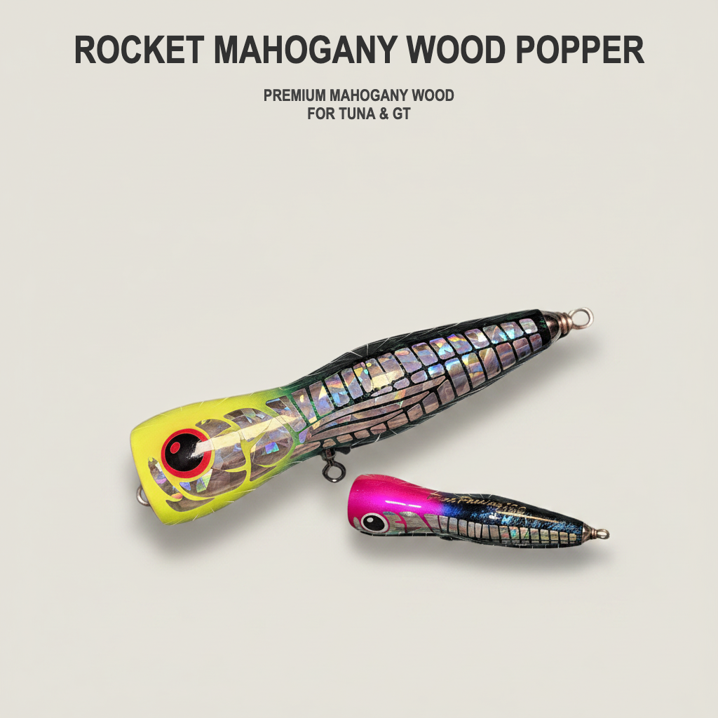 Pure Passion Rocket Mahogany Wood Popper Lure for Tuna GT