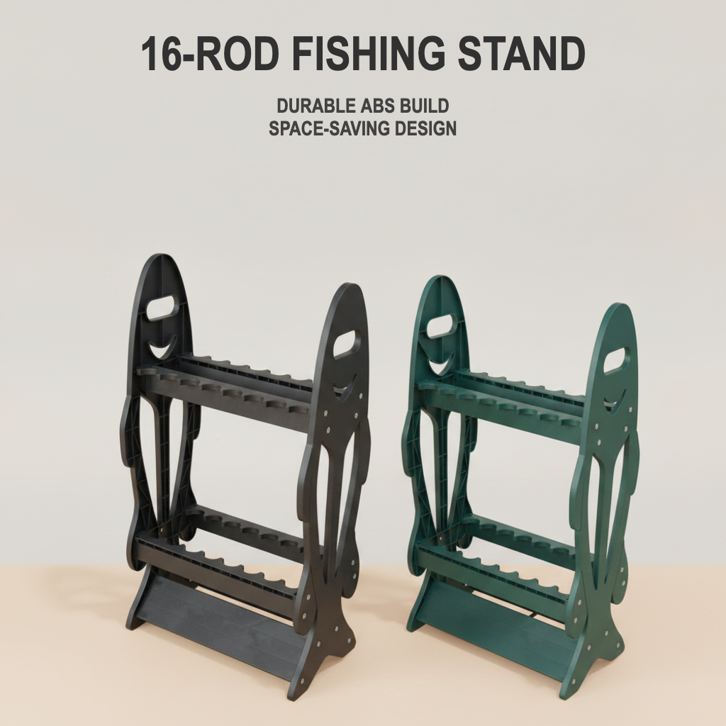 16-Rod Fishing Rod Display Stand for Organized Storage