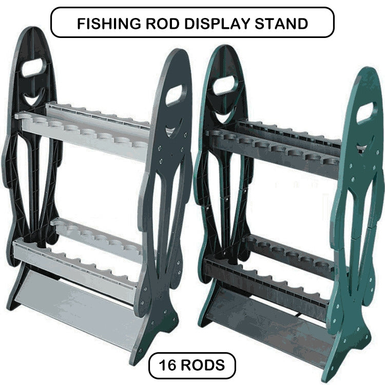 [SG Stock] 16 Rod Fishing Rod Stand Holder Rack - Fish Shaped Display Rods Space-Saving Storage