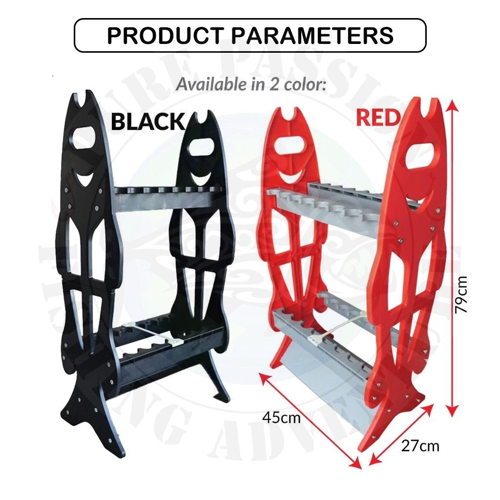 [SG Stock] 16 Rod Fishing Rod Stand Holder Rack - Fish Shaped Display Rods Space-Saving Storage