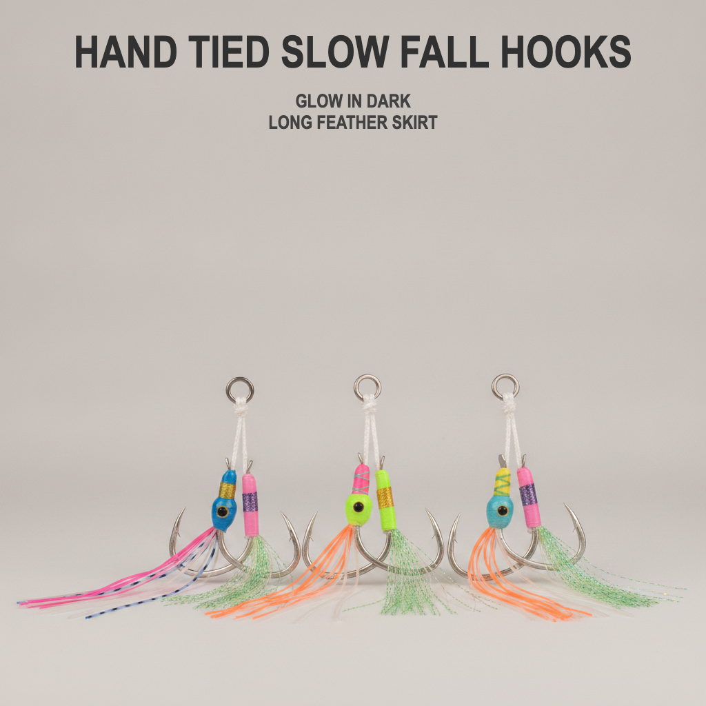 Hand Tied Slow Fall Assist Jigging Hooks