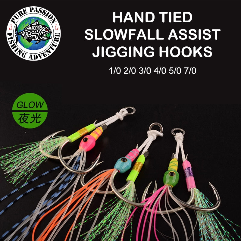 Hand Tied Slow Fall Assist Jigging Hooks - image 2