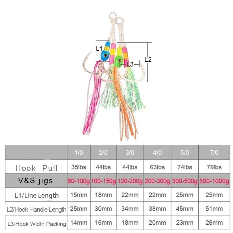 Hand Tied Slow Fall Assist Jigging Hooks - image 3