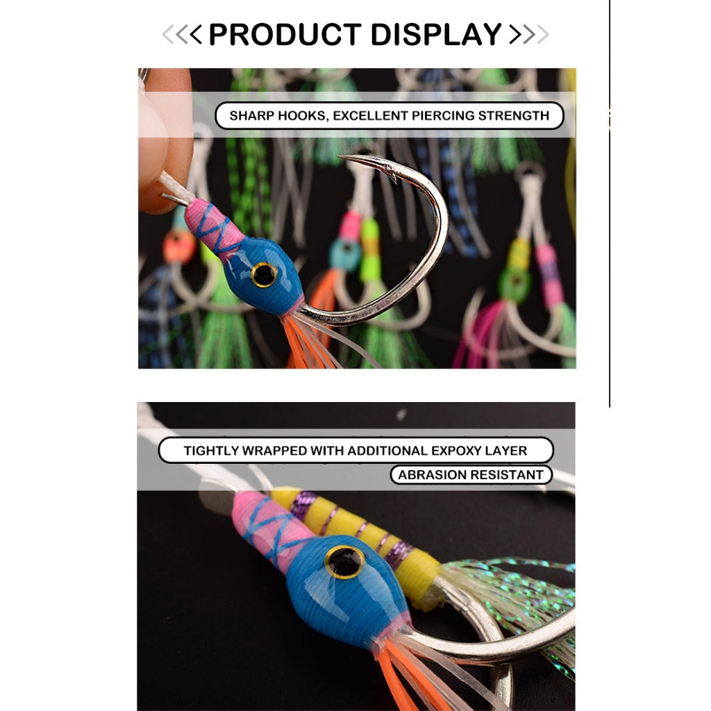 Hand Tied Slow Fall Assist Jigging Hooks - image 5