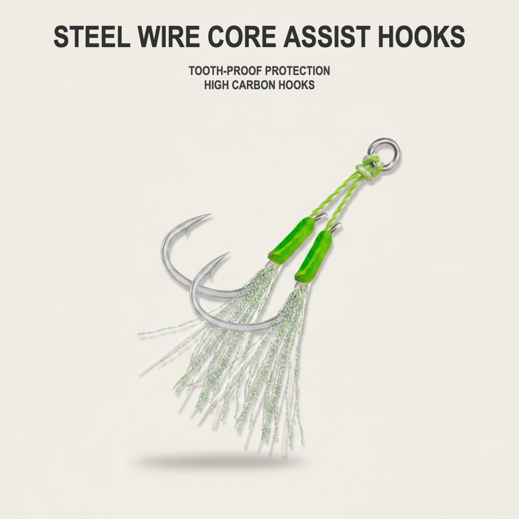 Steel Wire Core Double Assist Hooks for Jigging