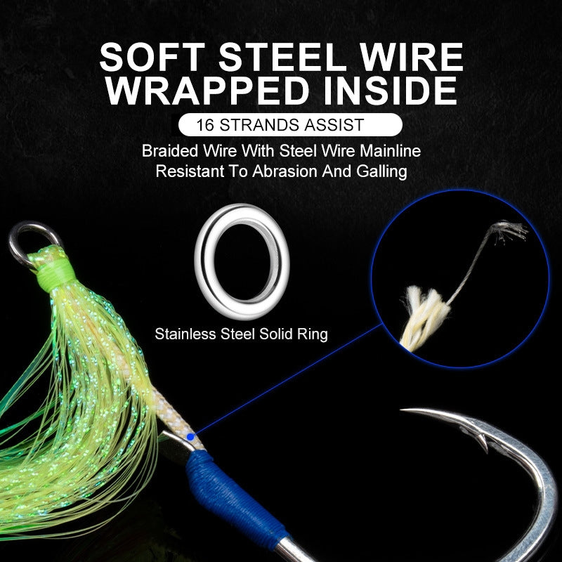 Pure Passion Steel Wire Core Luminous Assist Hooks for Jigging - image 4